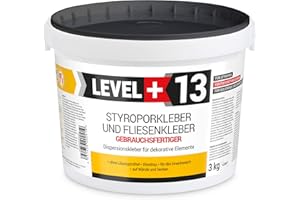 LEVEL PLUS 3 kg de pegamento de poliestireno para corcho, adhesivo de renovación, adhesivo de dispersión, adhesivo de montaje RM13