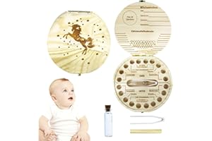 JOKILY Zahnbox Holz, Zahnschachtel, Zahndose, Zahnbox für Milchzähne, Milchzahndose, Milchzähne Box, Mädchen Jungen Souvenir Box, Aufbewahrungsbox für Baby-Zähne Baby Geschenke zur Geburt (C)