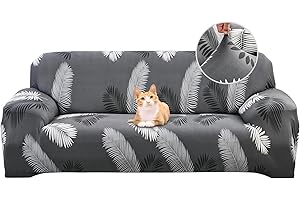 Jaotto Housse de Canapé Extensible 3 Place Couverture Canapé avec Accoudoirs Moderne Couvre Canapé Elastique Universelle Revêtement de Canapé Housse de Protection,Plume Grise
