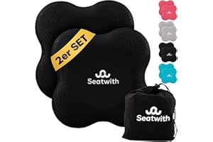 ‎SEATWITH Yoga-Knie-Pad 2er Pack Kniekissen mit Transportbeutel+Trainingsanleitung PDF Maximale Entlastung und Unterstützung der Knie Handgelenke und Ellbogen Knieschoner 20 x 20 cm Fitness Pilates