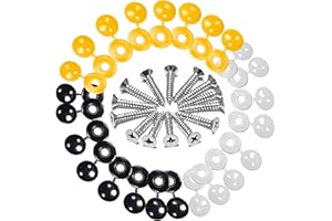 DAJING 48 Pcs 304 Stainless Steel car number plate screws and caps, number plate screws and caps,Black, White and Yellow (8 Each Color),License Plate Screw Caps Car License Plate