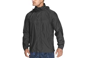 mosingle Mens Waterproof Packable Jacket, Foldaway Hood Rain Jacket Mens Coat Raincoat Lightweight Windbreak for Spring Travelling Outdoor