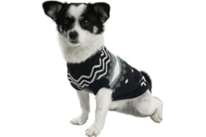 LiebeDD Jersey Perro Pequeño Mediano - Suéter para Perros Suéteres Grueso y Cálido de Invierno para Perros Ropa Abrigo Jersey para Chihuahua Galgo Bulldog Francés, Azul Oscuro, M