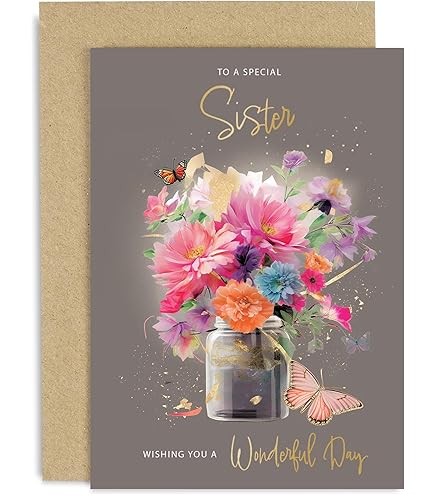 Old English Co. Lovely Sister Birthday Card - Modern Birthday Card For - View #9