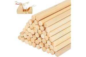 GOWTX 50 Stück Holzstäbe Holzstange, 30cm x 6mm Birkenholz Bastelstäbe, Birkenholz Holzstäbe zum Basteln, Holzstab Rundstäbe Holzstäbchen, Hochwertige Unvollendet Bastelstäbe Runder Stock (Bambus) (Style1)