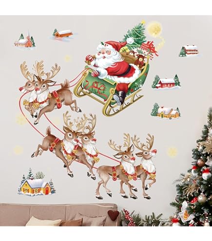 venster kerstman dorp tuinposter- winterposter op maat