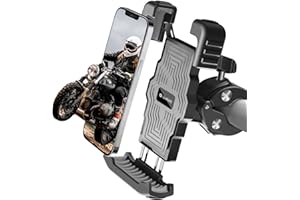 GoHZQ Mobile Phone Holder Bicycle Vibration Dampened 360° Mobile Phone Holder Motorcycle Universal Handlebar Holder for iPhone 15 14 13 Pro Max Plus Samsung S24, All 5 - 6.8 Inch Smartphone, Grey