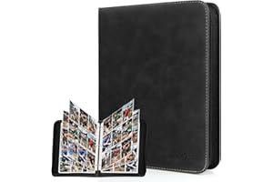MewVeer Album Cartas, 9 Bolsillos Álbum de Carta Capacidad para 900 Cartas, Álbum de Tarjetas de Béisbol de Calidad y Duradero con Cremallera, Card Binder para Tarjetas YGO/MTG/TCG, Negro
