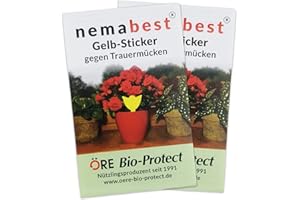 nemabest® 20 Gelb-Sticker gegen Trauermücken, steckbare und giftfreie Gelbtafeln/Gelbfallen auch gegen weitere Fliegende Schadinsekten wie Thripse, Blattläuse, Weiße Fliegen u. a.