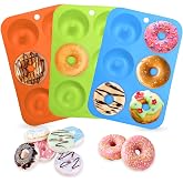 Lovesmile Molde para rosquillas y bagels &ndash; 6 espacios, 3 piezas, gel de s&iacute;lice, 3 colores