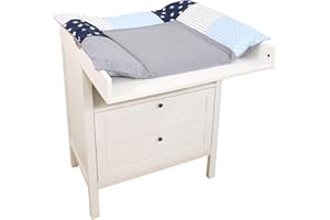 ULLENBOOM ® Wickelauflagenbezug 75x85 cm Blau Hellblau Grau (Made in EU) - abnehmbarer Bezug für Wickelauflage 85x75, Baby Überzug für Wickelunterlage aus Baumwolle, Wickelbezug für Wickeltisch
