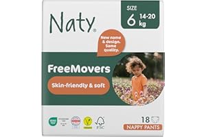 ECO BY NATY Naty FreeMovers Nappy Pants | Sensitive Skin Certified Potty Training Pants | Soft, Fragrance Free | Absorbent & Leak-Proof | Unisex Baby & Toddler | Size 6 (14–20 kg), 18 Count