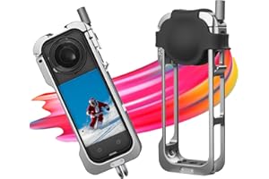DIFESURO Obudowa z ramą użytkową do akcesoriów Insta360 X5, Insta 360 X5 klatka ochronna ze stopu aluminium z szybkim zapięciem, silikonowa osłona obiektywu, wbudowane uchwyty na zimną stopkę