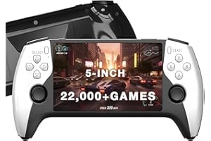 XYELLOWICON Retro Handheld Games Console, 22,000 Classics Game, 5" IPS Screen Handheld Games Console, Dual 3D Joysticks, 8-Hour Power