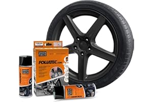 ‎FOLIATEC Foliatec Sprühfolie Auto Felgenfolie Sprüh Lack Set für 4 Felgen, Abziehbar, Gute Deckkraft, schwarz glänzend, 2x 400ml