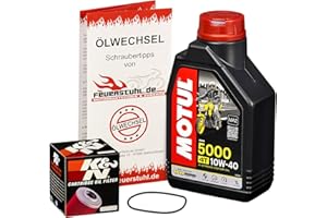FEUERSTUHL.DE GMBH Motul 10W-40 Öl + K&N Ölfilter für Yamaha YZF-R 125 /WGP, 08-15, RE06 RE11 - Ölwechselset inkl. Motoröl, Filter, Dichtring