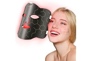 Relhafethy Red Light Mask, 660&850 Silicone Infrared Light Mask with 10/15/20 Mins Timer & 5 Brightness Adjustment, 222Chips Flexible Red Lights for Home Use