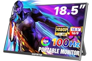 HGFRTEE Monitor portatile 18,5 Pollici, 1080P HDR Schermo Portatile IPS Antiriflesso, 100Hz, sRGB 100% USB-C, mini HDMI, Supporto Regolabile, VESA, Doppio Altoparlante per PC, Mac, Xbox, PS4/5