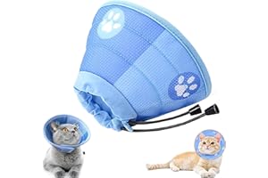 LEFSDVF Cat Cone Collar, Cat Cone Collar Soft, Cat Head Cone, Adjustable Cat Collar, Recovery Collar, Soft Collar Cone After Surgery and Injuries for Puppies, Small Dogs and Cats (Blue, S)