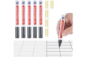 XUIIOSOOKP 5 Pcs Grout Pen Grey Grout Pen for Tiles, Grey Tile Grout Pens, Wall Repair Pens, Grouting Tiles Pens with 10 Replacement Nibs for Restoring Tile Grout Bathrooms Kitchen Floor Tile Wall Lines
