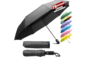 ZENO Parapluie Pliant Compact – Petit Parapluie de Poche Automatique Homme & Femme, Solide Résistant au Vent avec 9 Baleines Fibres de Verre, Teflon Déperlant