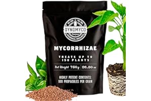 Inoculant mycorhizien de DYNOMYCO – Souches hautes performances – Formule concentrée – Améliore l'absorption des nutriments – Augmente les rendements des plantes (750g / Up to 150 Plants)