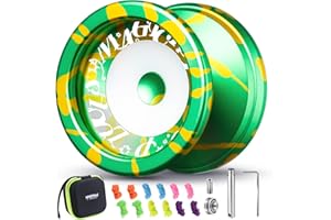 MAGICYOYO Profi JoJo V6S Locus, Responsive JoJo mit Leerlauf und Kugellager, Trick Jo Jo für Kinder und Anfänger, Doppelzweck Neospin Yoyo Spielzeug, mit 12 Saiten, Lagersatz, Gehäuse (Grün Gelb)