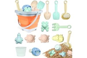 Taufe 11 Piezas Juguetes de Arena de Playa para niños,Juguetes de Playa para Niños,Juego de Juguetes de Arena,con Cubo Playa Plegable,Juguetes Arena Juegos de Playa,para niña y niño (Orange)