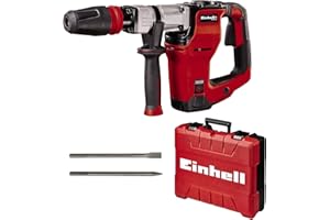 Einhell 4139100 SDS Max Demolition Hammer TE-DH 12 |240V,050W Concrete Breaker Pneumatic Drill |12 Joule Single Impact Force Jack ,Vibration-Cushioned Handle,Includes Pointed and Flat Chisel,Black,Red