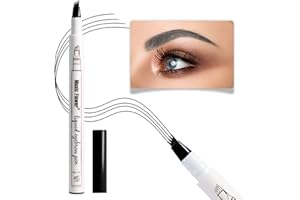 Music Flower Eyebrow Pencil, Black Brow Pencil, Waterproof Brow Pen with 4 Micro-Fork Tip, Smudgeproof Fine Sketch Long Lasting Pen