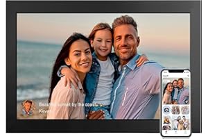 AILRINNI Marco Digital - 15,6 Pulgadas WiFi 2,4 / 5G Frame Marco de Fotos Digital, Pantalla Táctil IPS 32 GB, Rotación Automática/Colgable en la Pared, Comparta Fotos y Videos a Través de la App