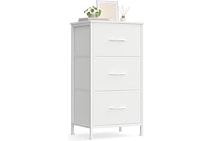 SONGMICS Cassettiera Camera da Letto, Mobile con 3 Cassetti, Acciaio, MDF, Tessuto non Tessuto, Cabina Armadio Ingresso Soggiorno, Bianco Nuvola e Bianco Neve LGS313WH01