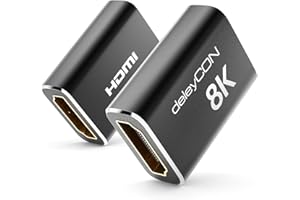 deleyCON 2 Unidades Acoplador HDMI 2.1 8K (48G, Ultra Highspeed) Adaptador Conector 8K@60Hz 4K@120Hz 2K@144Hz/165Hz EARC HDCP 2.3/2.2 DTS:X para HDR Dolby Atmos TV PS5 Xbox Barra de Sonido Monitor