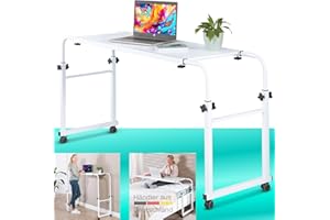 ‎ELONEO ELONEO maxVitalis Über-Betttisch auf Rollen höhenverstellbar/breitenverstellbar, Overbed Table, Mobiler Schreibtisch, Pflegetisch, Laptoptisch, Bettbeistelltisch, Breite 119-190 cm & Höhe 78-120 cm