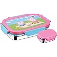 JOYO True Food Big Stainless Steel Lunch Pack 900 ML, with Dabbi 110 ML | Stainless Steel Lunch Box | Lunch Box with Snap Lock | Perfect for School, College & Office | Peppa Pig