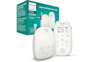 Philips Avent Écoute-bébé Audio avec Technologie DECT, Son cristallin 100% privé, 0 interférence, Son limpide, Veilleuse et berceuses (Modèle SCD713/26)