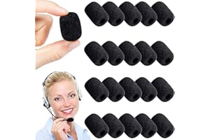 AIERACZY 40 Pièces Microphones Couvertures en Mousse, Microphone Bonnettes, Bonnettes Anti Vent pour Micro Casque, Mini Éponge Bonnette Micro pour Salle Classe, Salle Conférence, Interviews Presse (Noir)