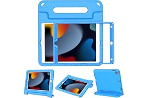 Surom Kids Case with Screen Protector for iPad 10.2 Inch 2021/2020/2019 (9th/8th/7th Generation), Shockproof Convertible Handle Stand iPad 10.2 9th/8th/7th Generation Case for Kids, Blue