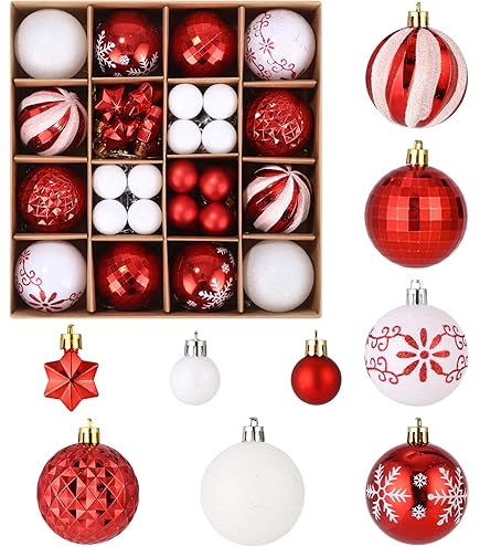 24 Boules De Noël Décoratives - Rouge, Vert, Or - Plastique Incassable - Avec Cordon Pour Sapin - Décoration Intérieur/extérieur