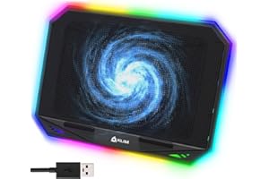 KLIM K21 + Refroidisseur PC Portable RGB + 11" - 17" + Support PC Portable Ventilé Gamer + Ventilateur Puissant + Stable et Silencieux + Compatible Mac et PS4 + NOUVEAUTÉ 2022