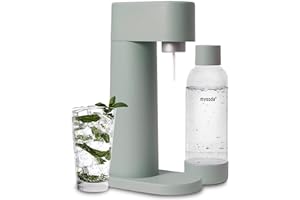 Mysoda Woody Carbonating Machine by Renewable Wood Composite (without CO2 Cylinder) with 1L Quick-Lock BPA-Free Plastic Bottle - Light Green (Pigeon)