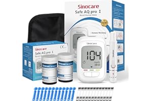 Glucometro Sinocare Safe AQ Pro I, Medidor de Glucosa en Sangre 50 Kit, Rápido y Preciso Kit de Prueba con Electrodo de Plata Actualizado y 500 memorias (Kit Safe AQ PRO I - 50)
