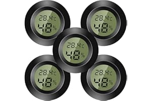 WOWFAST 5PCS Mini Termometro Ambiente Interno Digitale, Igrometro Digitale, Monitor di Temperatura e Umidità per casa, asilo nido, incubatrice per chitarra Rettili Serra per auto, Nero