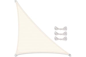 CelinaSun Voile d'ombrage Pare-Soleil Jardin Balcon Polyéthylène HDPE Respirant Triangle 3,6 x 3,6 x 5,1 m Blanc crème