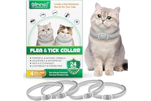 BIEYOC Collar de pulgas y garrapatas de Gato, Tratamiento de pulgas Cat 4 PCS, Collar de Gatos de pulgas Impermeables Ajustables con 24 Meses de protección efectiva para Gatitos Gatitos Grandes