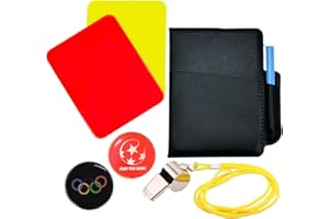 SANTOO Sport Schiedsrichter Set, Fußball Schiedsrichter Karten mit Edelstahl Pfeifen Gelbe Karte Rote Karte Scorebooks Trainer Schiedsrichterset für Fußballspiel