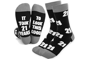 NICECONE 21st Birthday Gifts for Men - Funny Novelty Socks with It Took 21 Years to Look This Good - Black Calf-Length Birthday Presents for Son, Grandson, Boyfriend, Brother