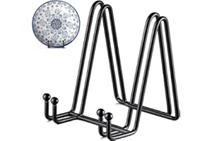 QMAHA 6 inch Easel Display Stand, 2 Pack Metal Plate Stands for Display, Black Iron Plate Holder Tabletop Picture Holders, Easels Stand for Display Photo, Pictures, Decorative Plate