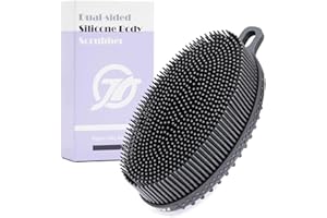 FREATECH Esponja Baño Silicona 2 Cara, Cepillo Exfoliante Corporal para Exfoliación Suave y Limpieza Profunda, Cepillo Ducha para Cuidado Piel Sensible, Higiénico Duradero, Negro
