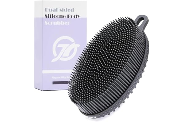 FREATECH Brosse pour Corps avec Peigne en Silicone à 2 Faces pour Bain & Douche, Nettoyage Efficace et Massage Fin, Exfoliation, Éliminer Cellulite, Stimule Cellules, Hygiénique & Durable, Noir